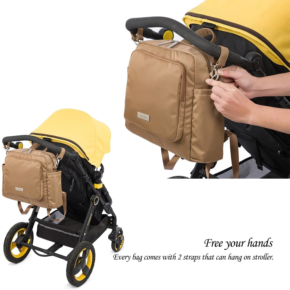 Soboba 2023 Novas Bolsas de Fraldas para Mães Mochilas de Fraldas de Poliéster Sólido Impermeáveis de Grande Capacidade Bolsa de Viagem para Recém-nascidos