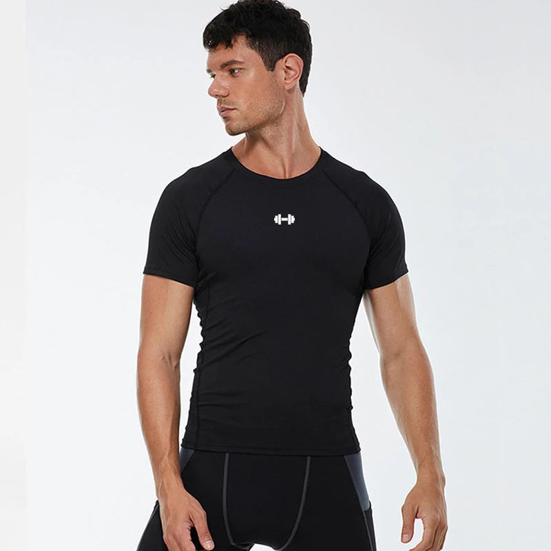 Compression T Shirt Men Summer Sportswear Running T-shirt Elastic Quick Dry Sport Tops Tee Athletic Gym Workout