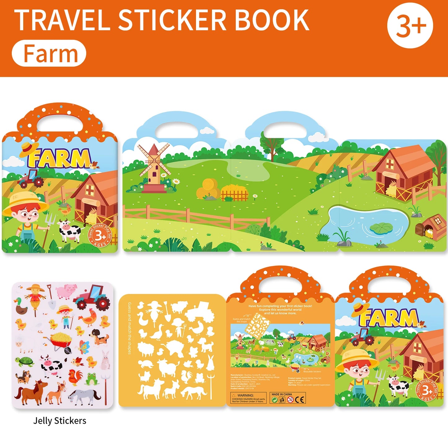 Kids’ Reusable DIY Sticker Book – Multi-Theme Jelly Stickers Montessori Toy