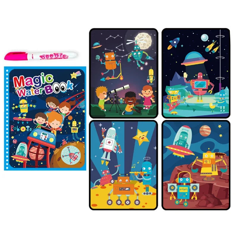 Magic Water Drawing Book with Pen – Reusable Montessori Early Learning Toy