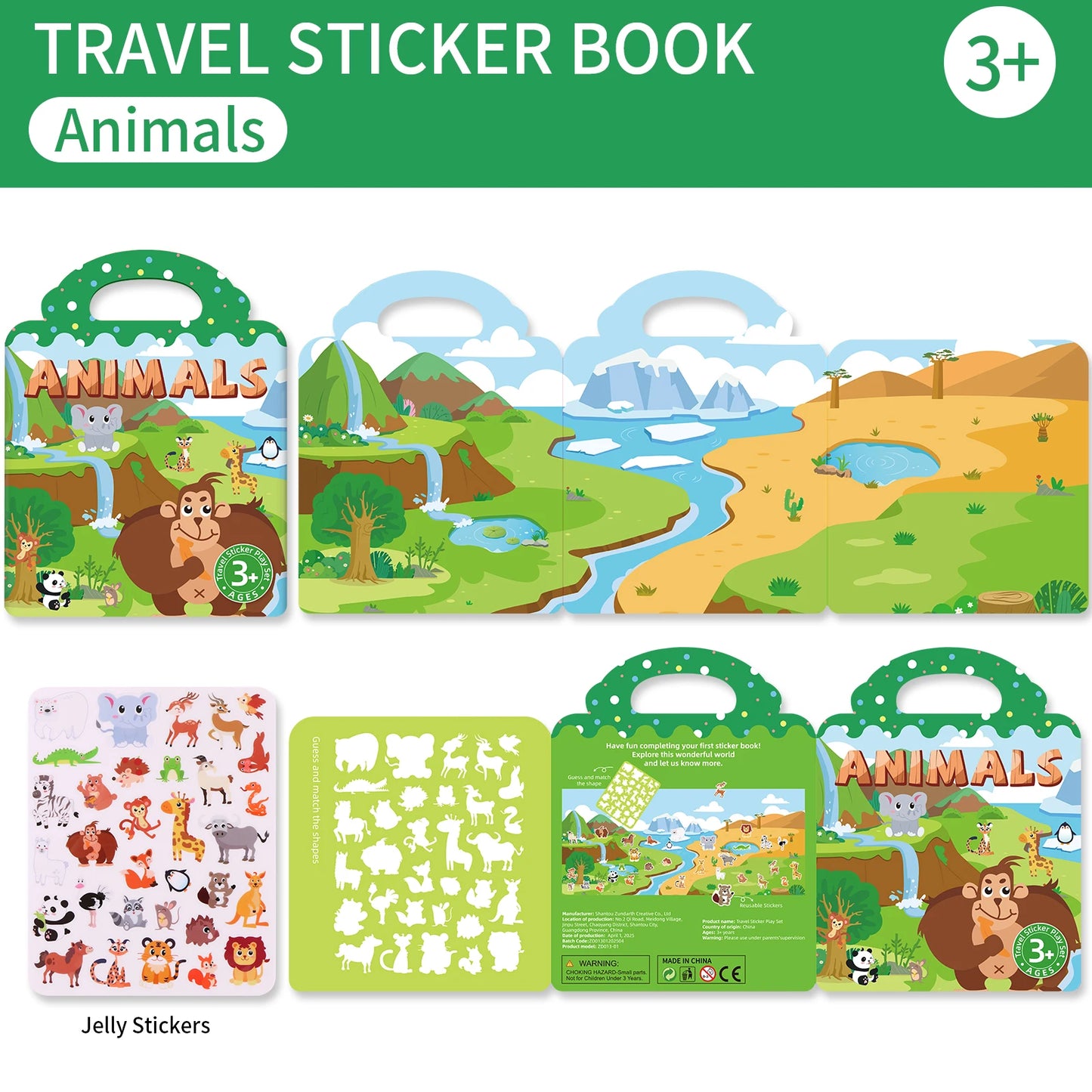 Kids’ Reusable DIY Sticker Book – Multi-Theme Jelly Stickers Montessori Toy