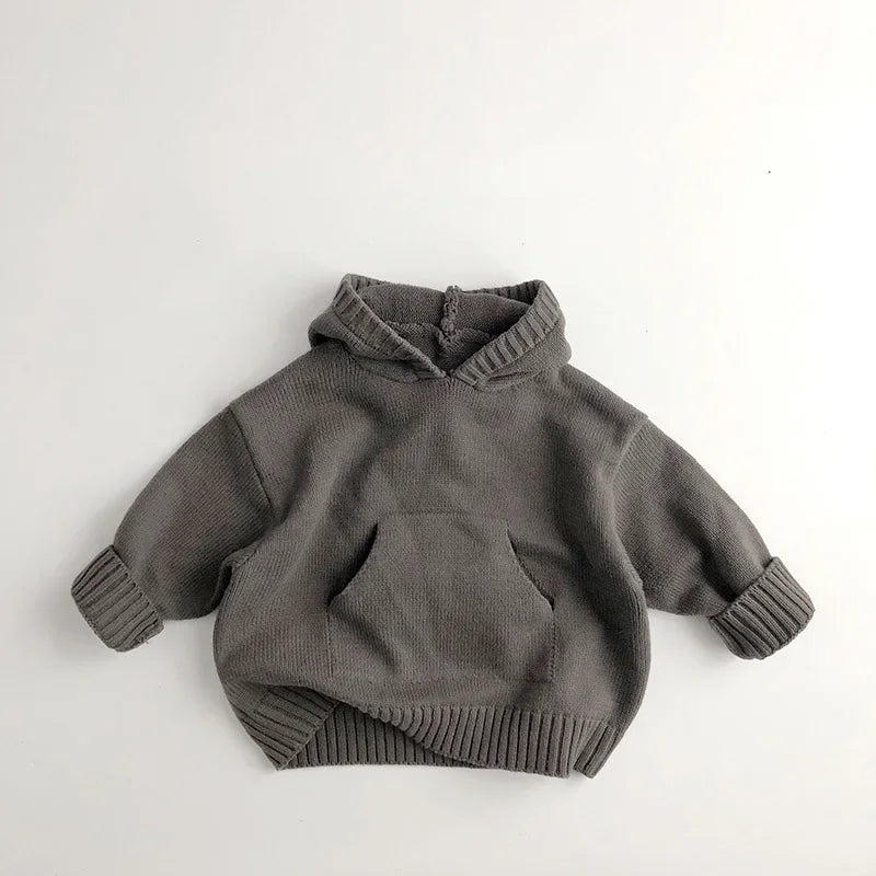 Kids’ Loose Knit Hoodie – Front Pocket Pullover Sweater for Boys & Girls