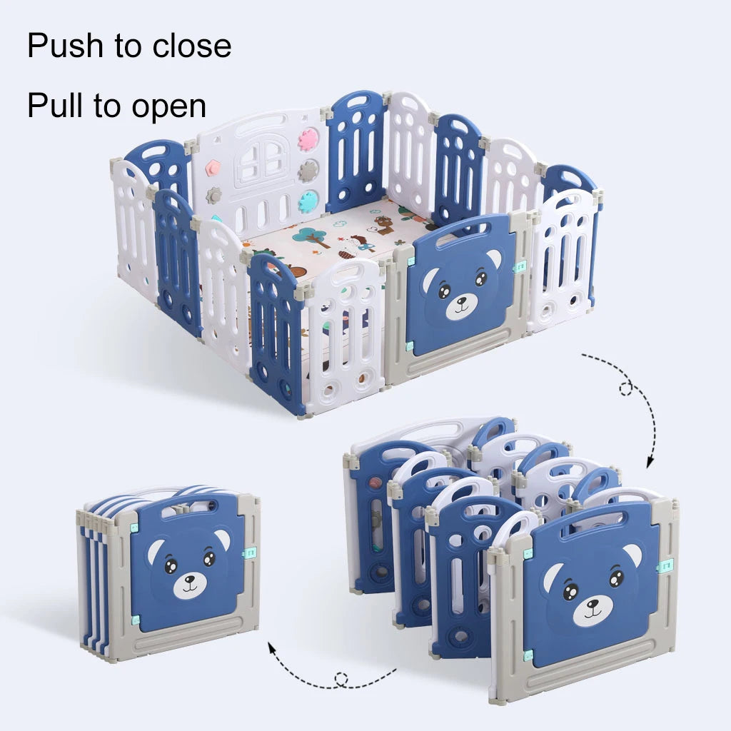 Baby Playpen – Portable Kids Activity Fence with Ball Pool and Slide