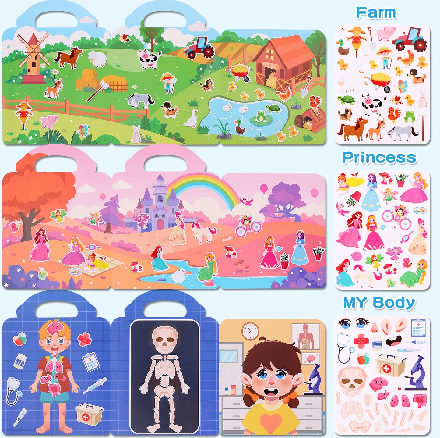 Kids’ Reusable DIY Sticker Book – Multi-Theme Jelly Stickers Montessori Toy