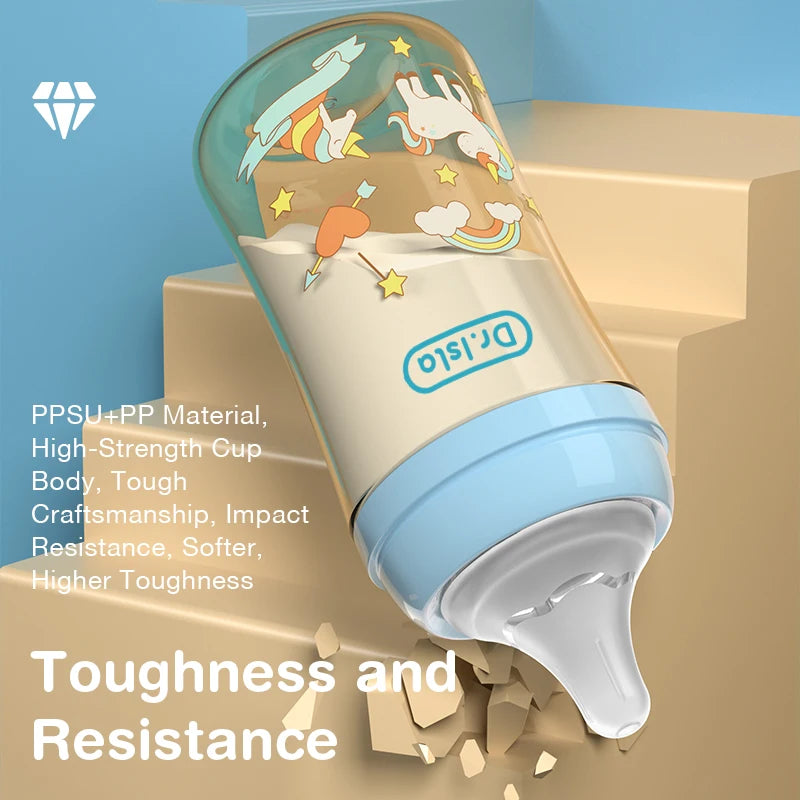 BPA-Free PPSU Baby Bottle – Drop-Proof Wide-Caliber Feeding Bottle with Handles (160/240ml)