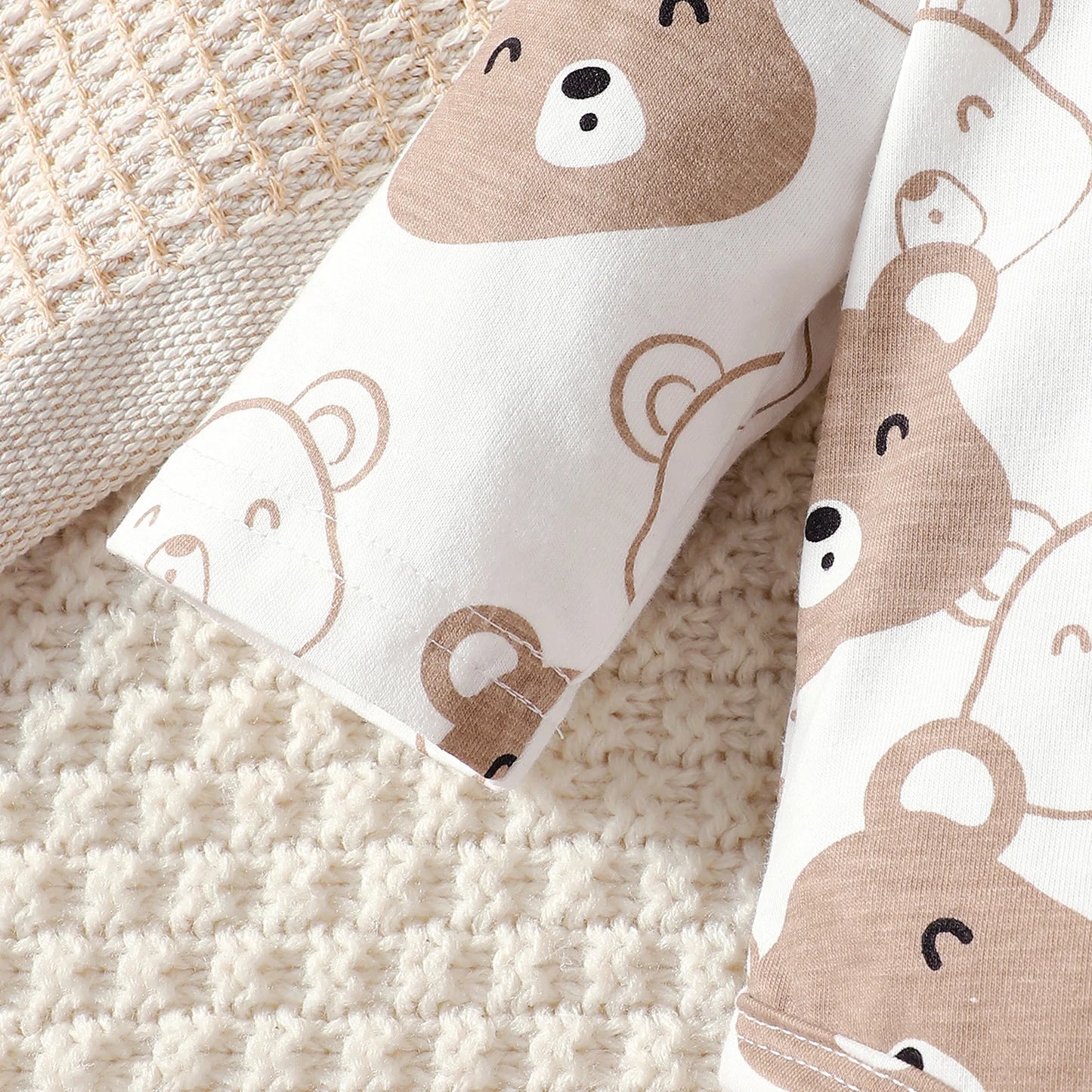 Conjunto de bebé menino dos 0 aos 9 meses, macacão de manga comprida com urso pequeno, calças, gorro e meias, 4 peças/conjunto, roupa para bebé primavera outono, conjunto para recém-nascido