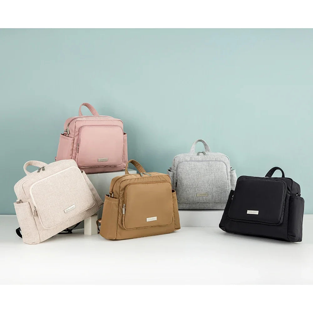 Soboba 2023 Novas Bolsas de Fraldas para Mães Mochilas de Fraldas de Poliéster Sólido Impermeáveis de Grande Capacidade Bolsa de Viagem para Recém-nascidos