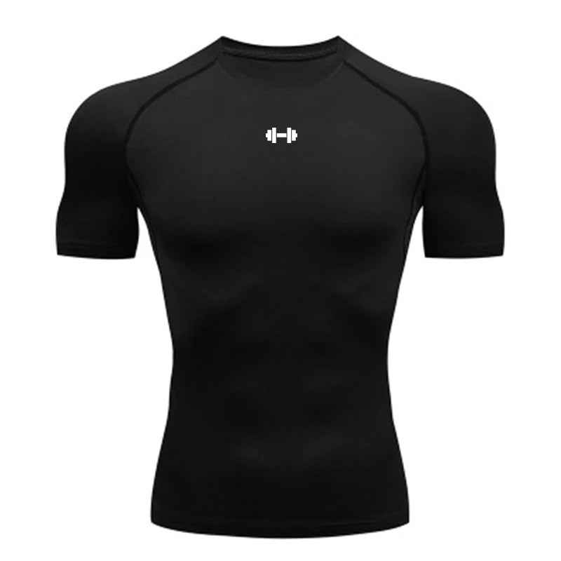Compression T Shirt Men Summer Sportswear Running T-shirt Elastic Quick Dry Sport Tops Tee Athletic Gym Workout