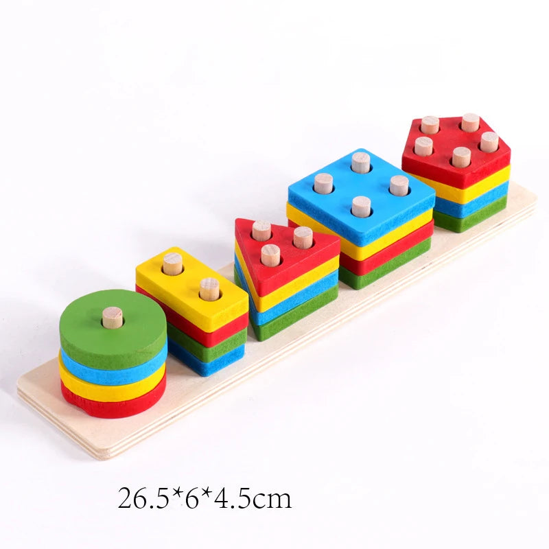 Montessori Wooden Peg Puzzles – 3D Cartoon Animal & Fruit Educational Toys