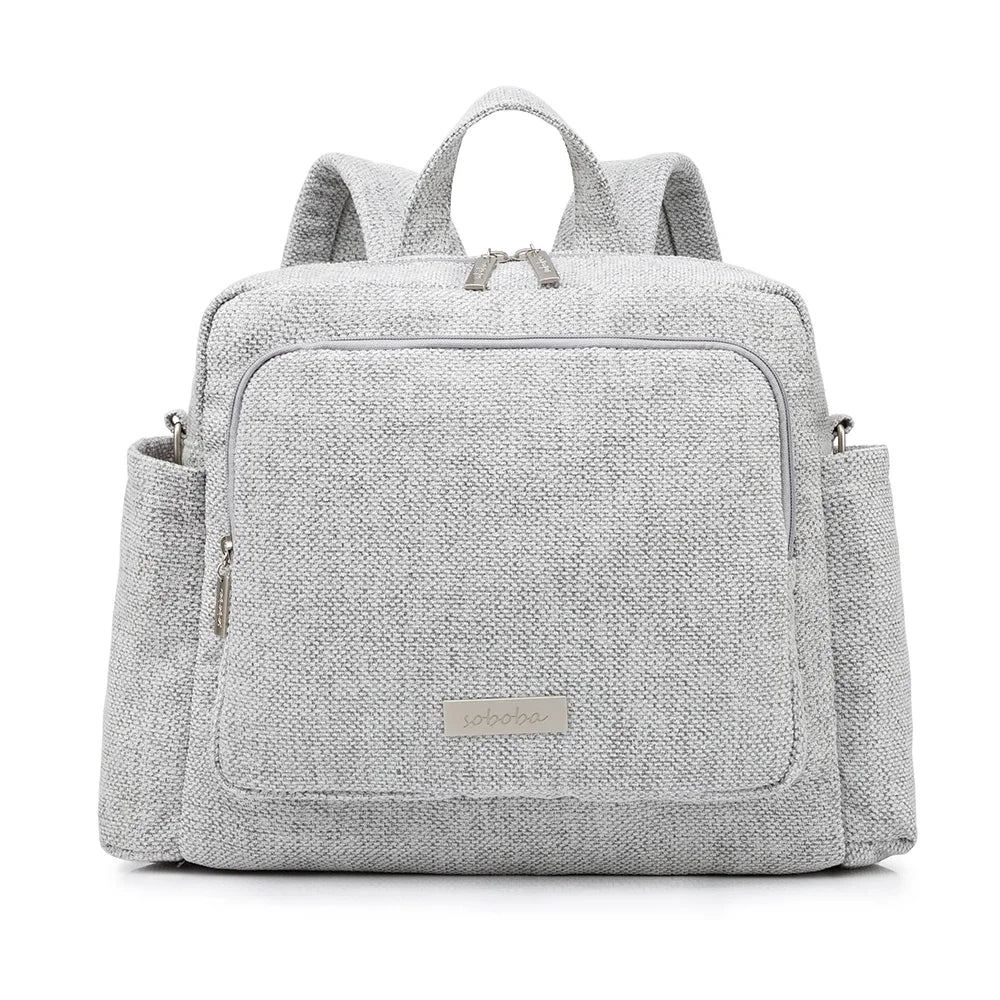 Soboba 2023 Novas Bolsas de Fraldas para Mães Mochilas de Fraldas de Poliéster Sólido Impermeáveis de Grande Capacidade Bolsa de Viagem para Recém-nascidos