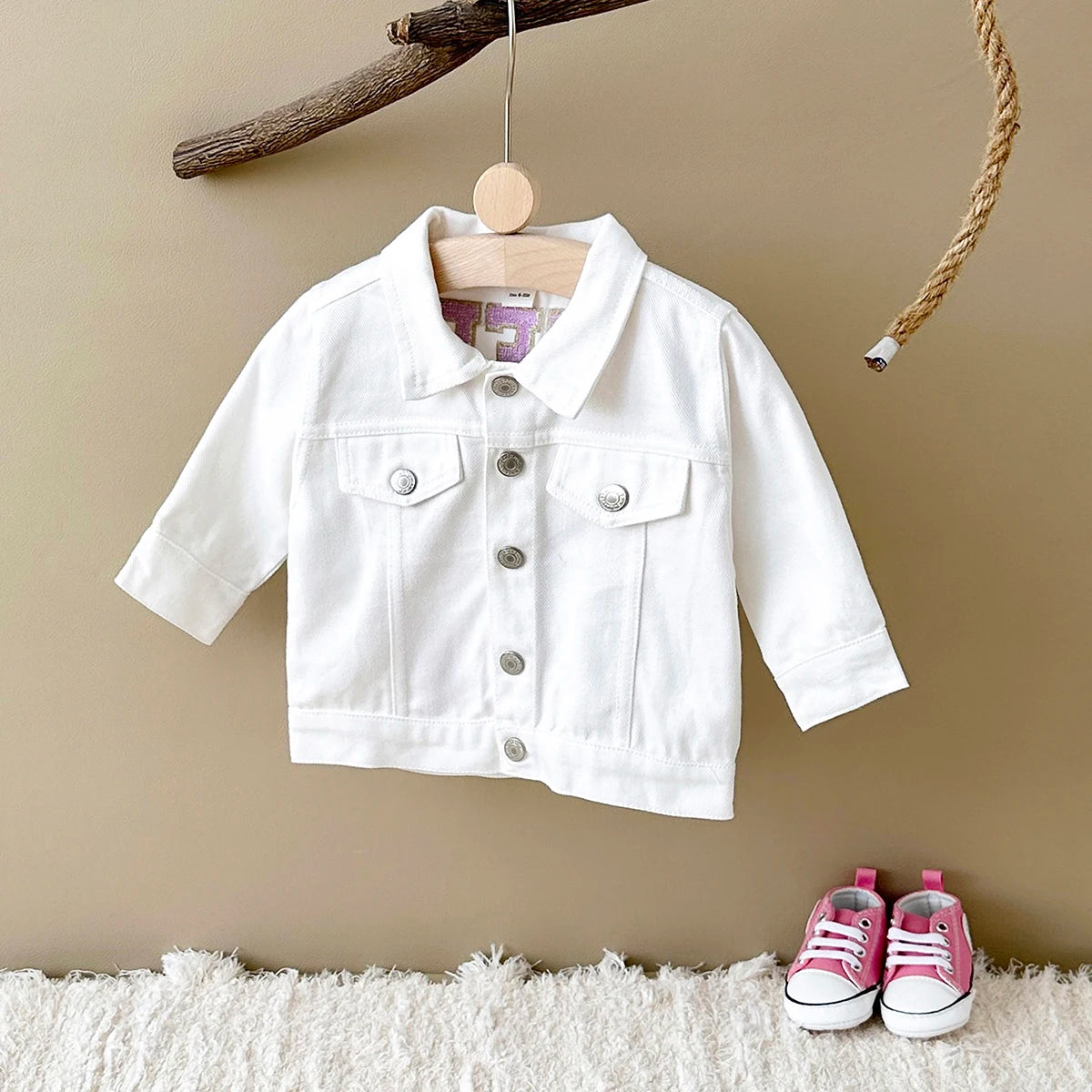 🍓 Strawberry Denim Baby Jacket