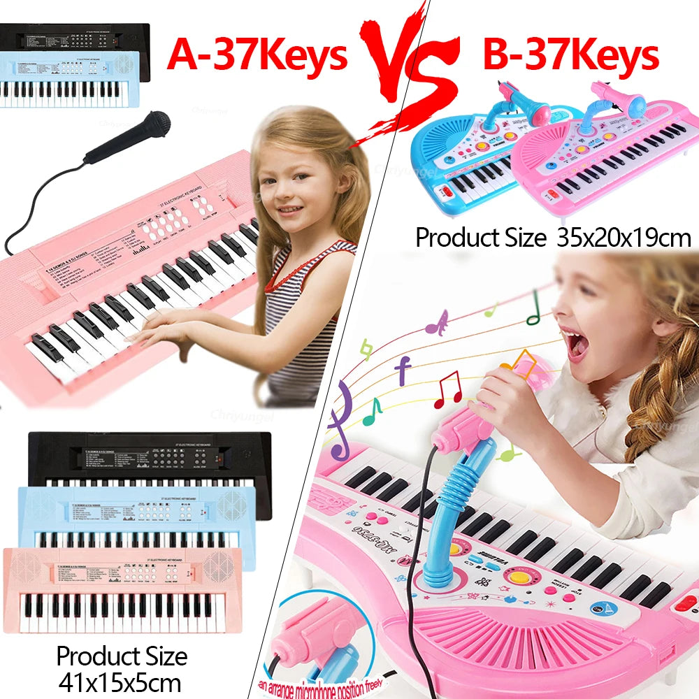 37-Key Kids Electronic Piano Keyboard with Microphone – Fun Musical Toy