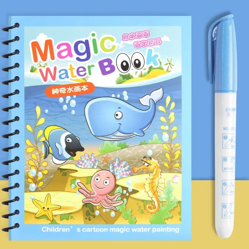 Magic Water Drawing Book with Pen – Reusable Montessori Early Learning Toy