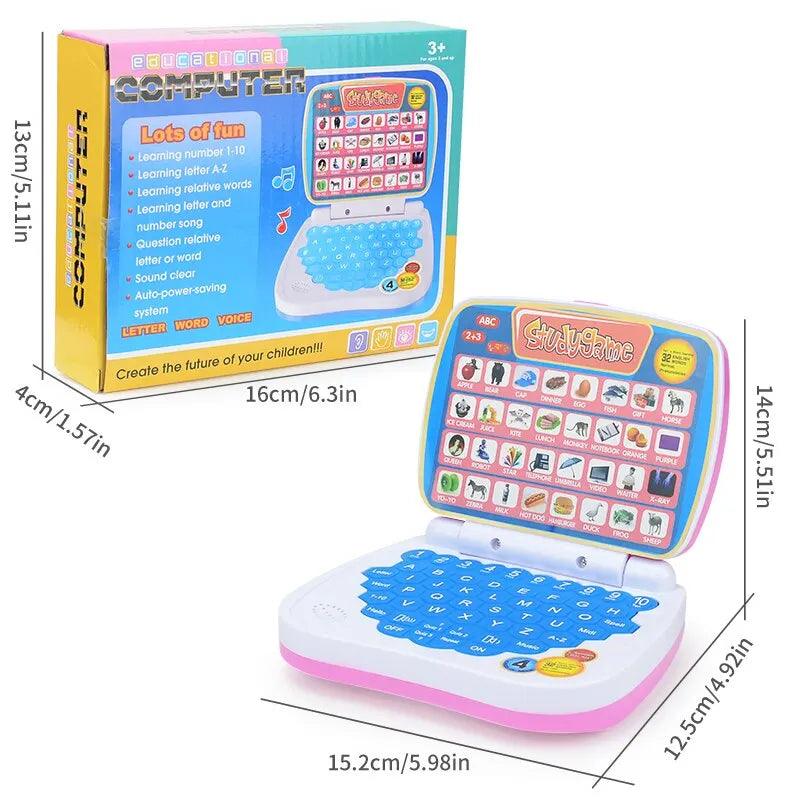 Kids’ English Learning Laptop – ABC, Numbers, Spelling & Music Toy (2–3 Years)