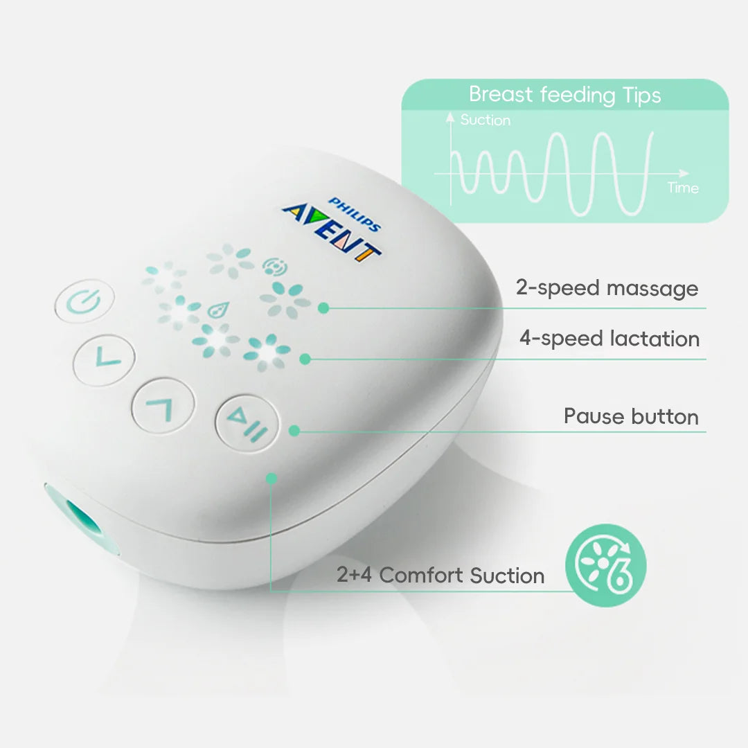 PHILIPS AVENT Portable Single Electric Breast Pump with Smart Massage & Petal Stimulation – Mimics Baby’s Natural Sucking