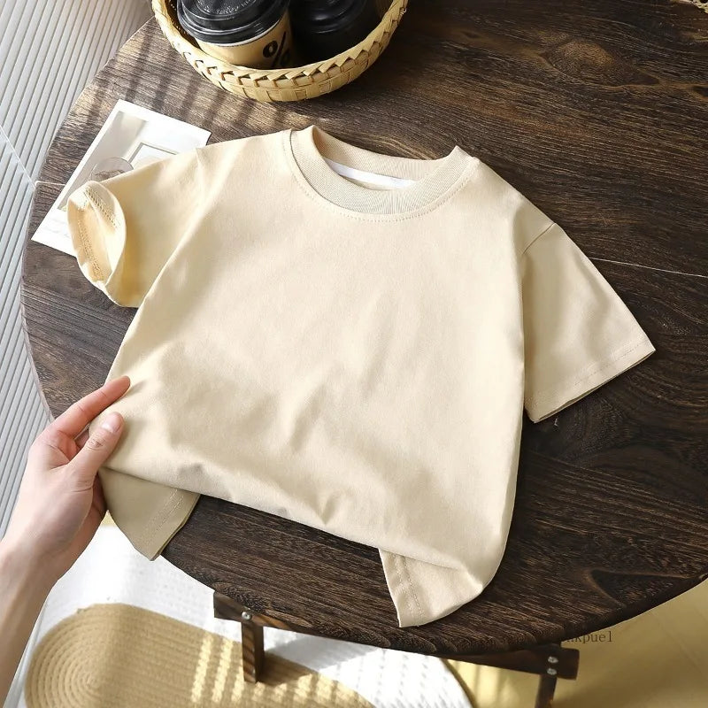T-shirt de manga curta para criança – Blusas de verão brancas, vermelhas e pretas para menino e menina