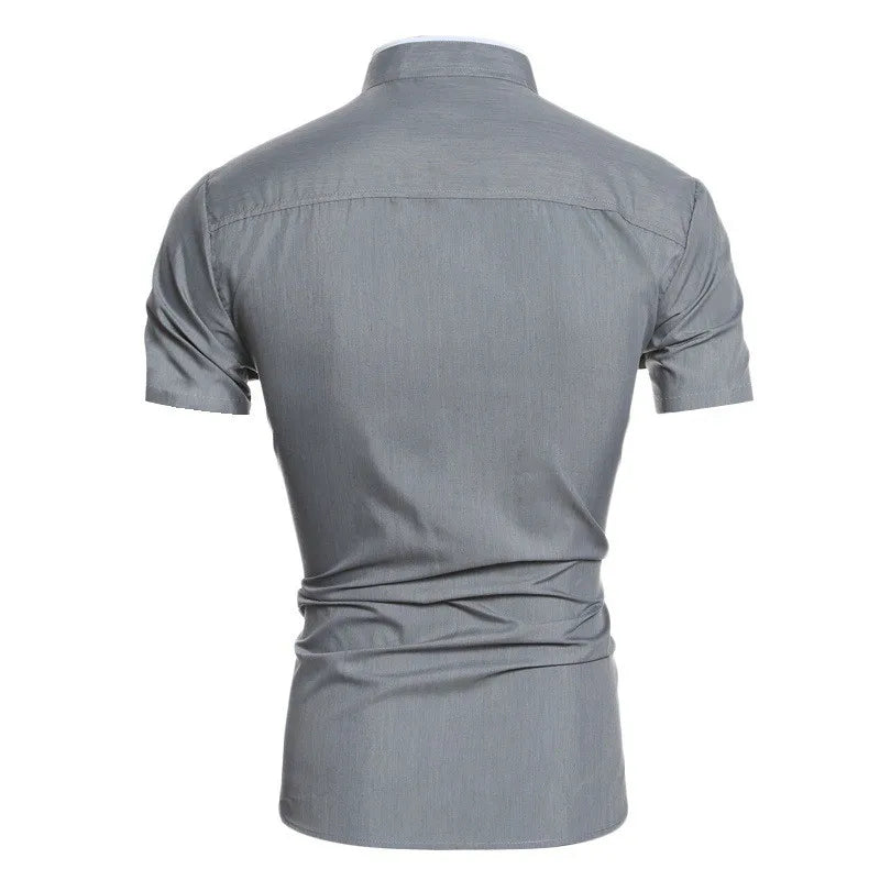 Nova camisa de manga curta casual de cor sólida para homem para uso diário