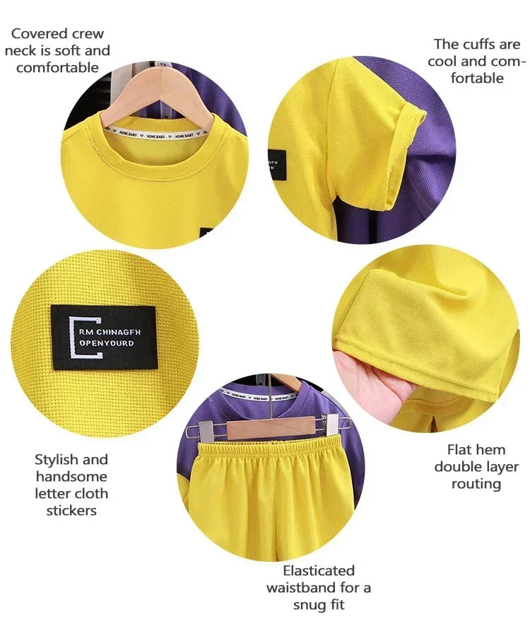 Roupa de verão Dog Man – Conjunto de t-shirt e calções de desenho animado para meninos e meninas
