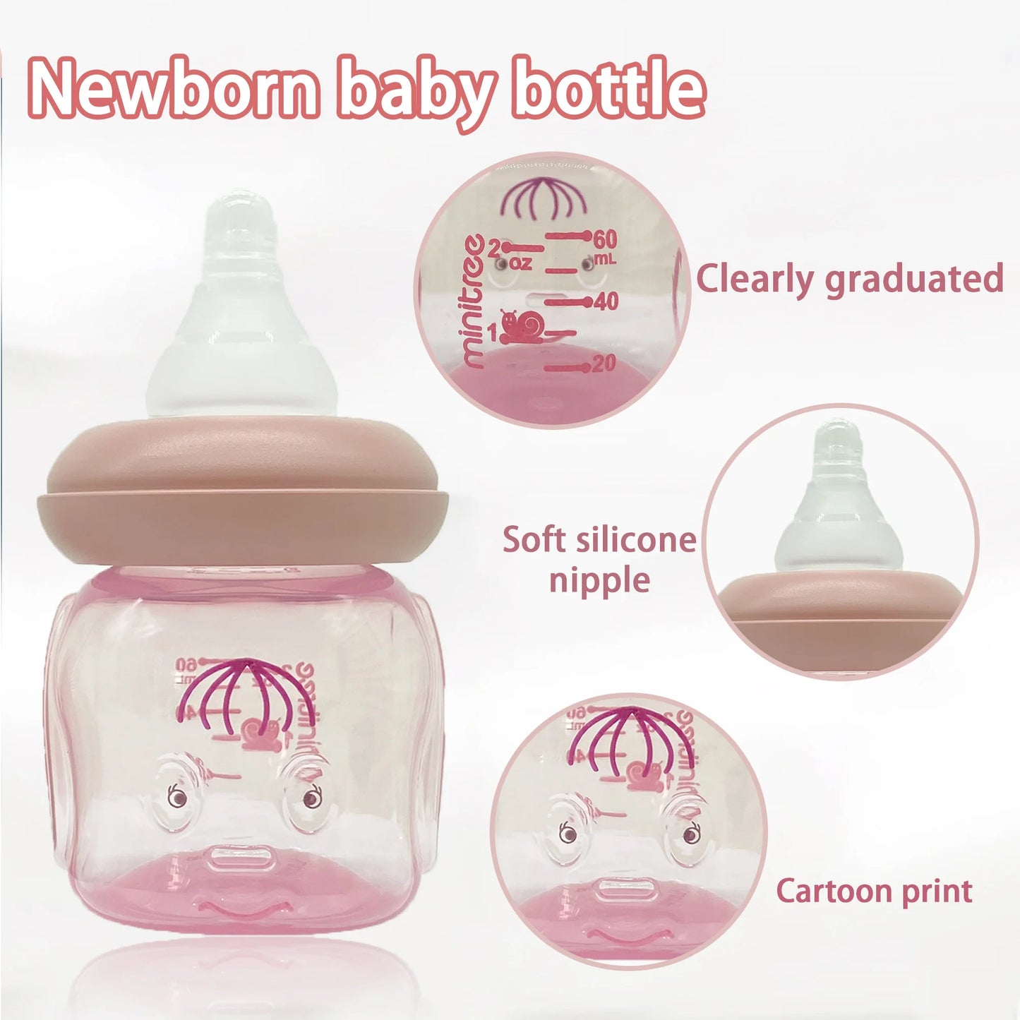 60ML Newborn Mini Feeding Bottle – BPA-Free Portable Infant Nursing Bottle