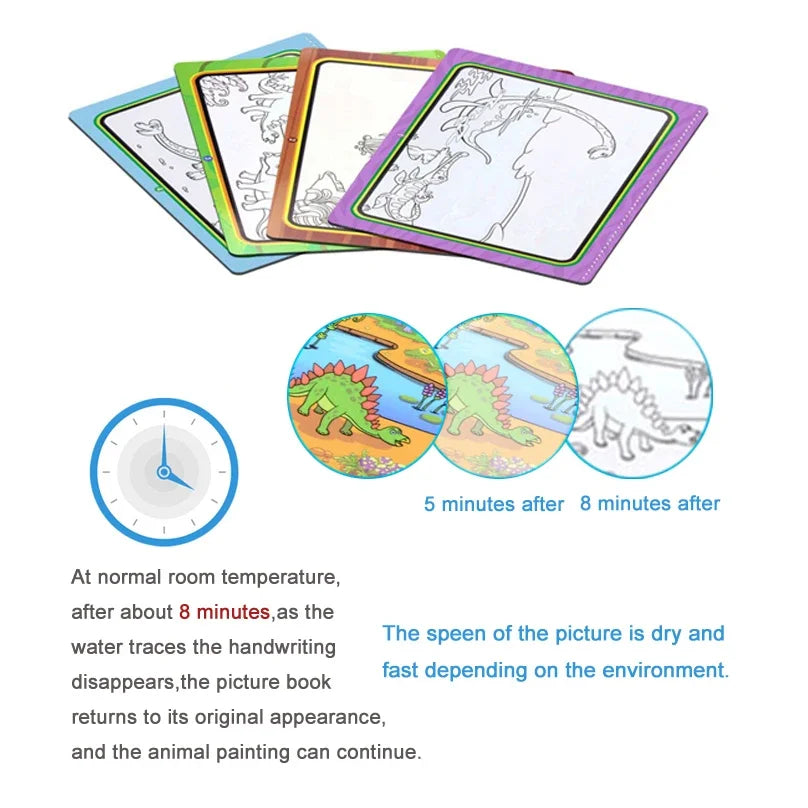 Magic Water Drawing Book with Pen – Reusable Montessori Early Learning Toy