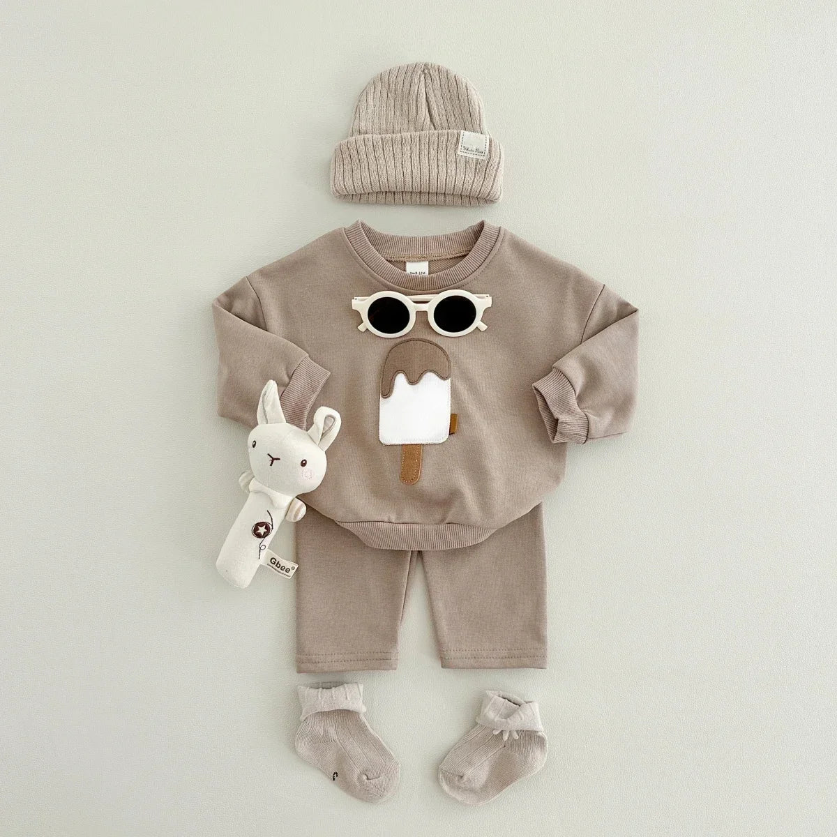 Baby/Toddler 2pcs Cotton Set – Ice Cream Top & Pants for Autumn
