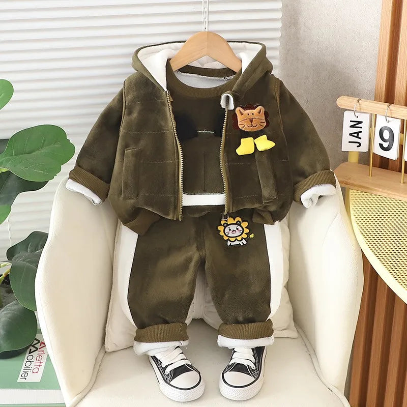 🦁 Lion Fleece Baby Set (3pcs)