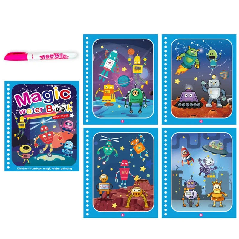 Magic Water Drawing Book with Pen – Reusable Montessori Early Learning Toy