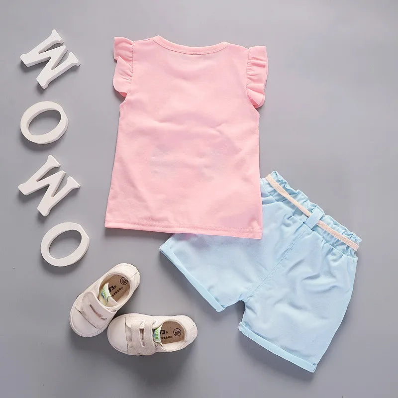 Girls’ Summer 2pcs Outfit – Vest & Shorts Casual Set for Toddlers