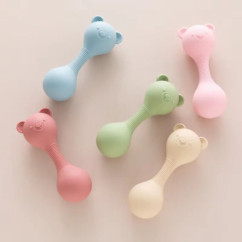 Rattles for baby Silicone Maracas Toys Cartoon Bear Sand Hammer Baby Toys 0-12 Months Rattle Silicone Teether for Baby