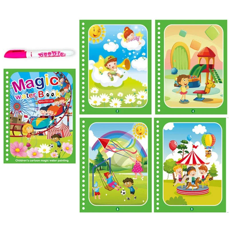 Magic Water Drawing Book with Pen – Reusable Montessori Early Learning Toy