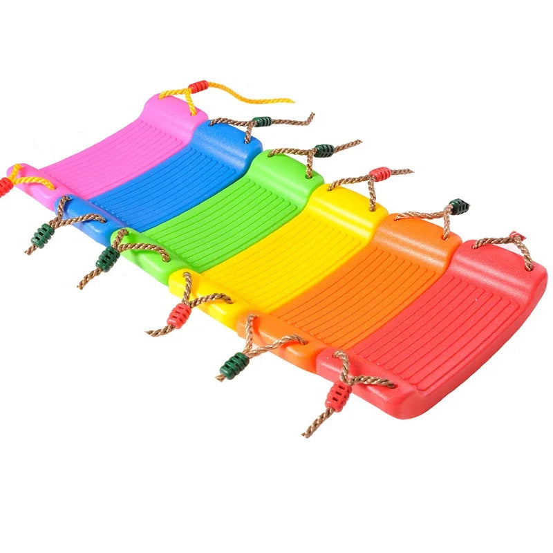 Kids Rainbow Swing Seat – Curved Board with Adjustable Ropes for Indoor & Outdoor Play