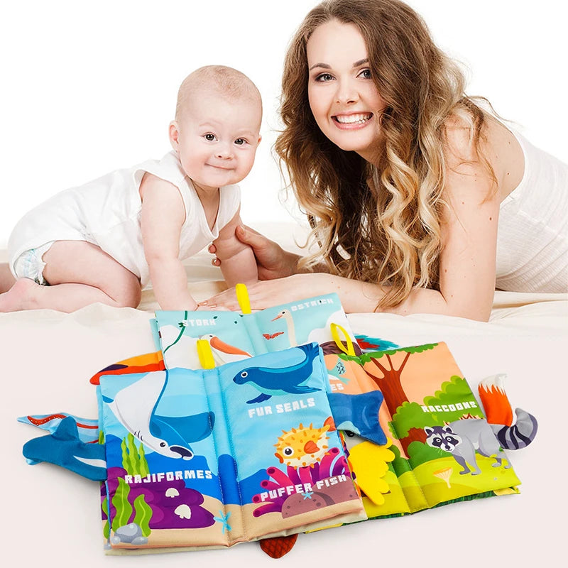 Baby Books, 3PCS Touch and Feel Cloth Crinkle Soft Books