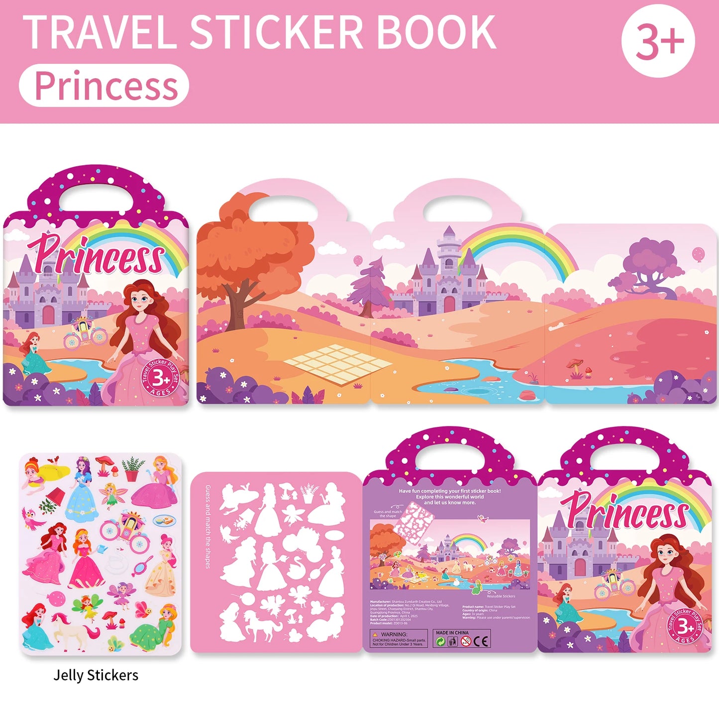 Kids’ Reusable DIY Sticker Book – Multi-Theme Jelly Stickers Montessori Toy