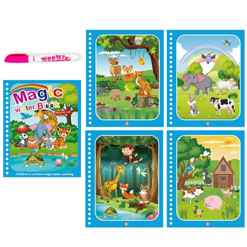 Magic Water Drawing Book with Pen – Reusable Montessori Early Learning Toy