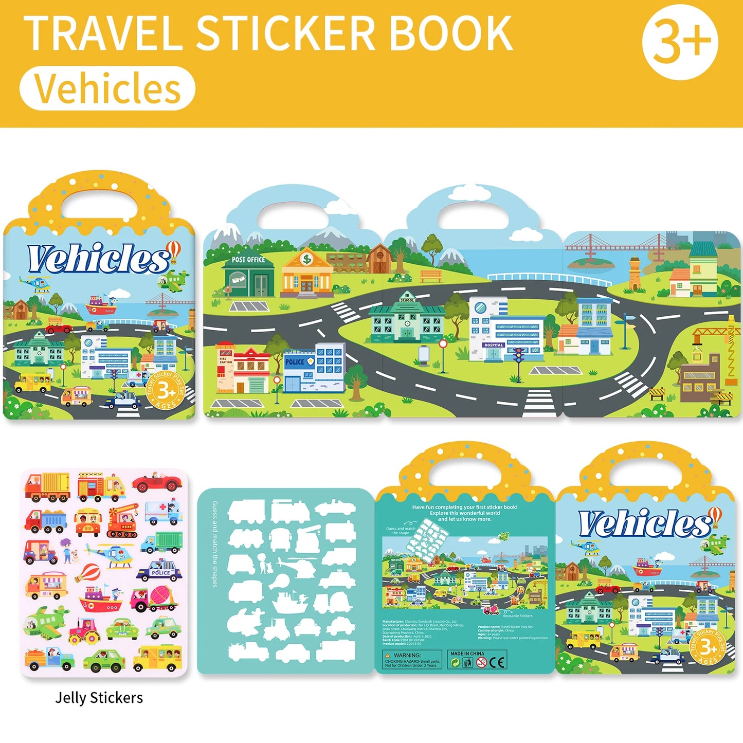 Kids’ Reusable DIY Sticker Book – Multi-Theme Jelly Stickers Montessori Toy