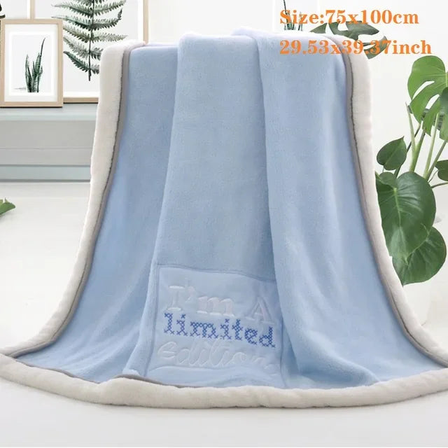 Baby Blankets Newborn Cartoon Embroidery, Flannel