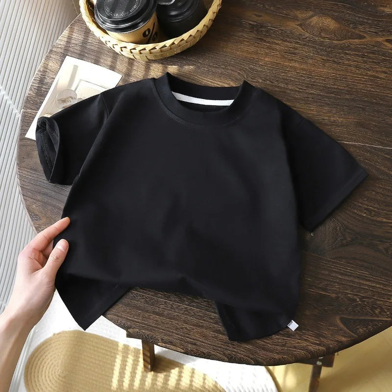 T-shirt de manga curta para criança – Blusas de verão brancas, vermelhas e pretas para menino e menina