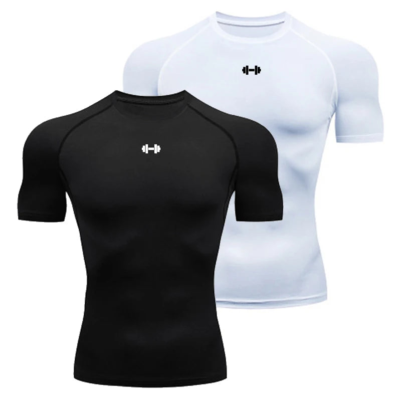 Compression T Shirt Men Summer Sportswear Running T-shirt Elastic Quick Dry Sport Tops Tee Athletic Gym Workout