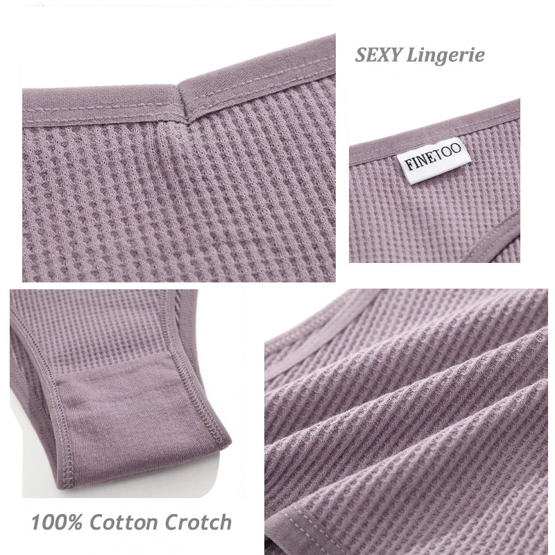 10PCS Women's Waffle Cotton Brazilian Panties – Sexy Low Waist T-Back Bikini Lingerie Set