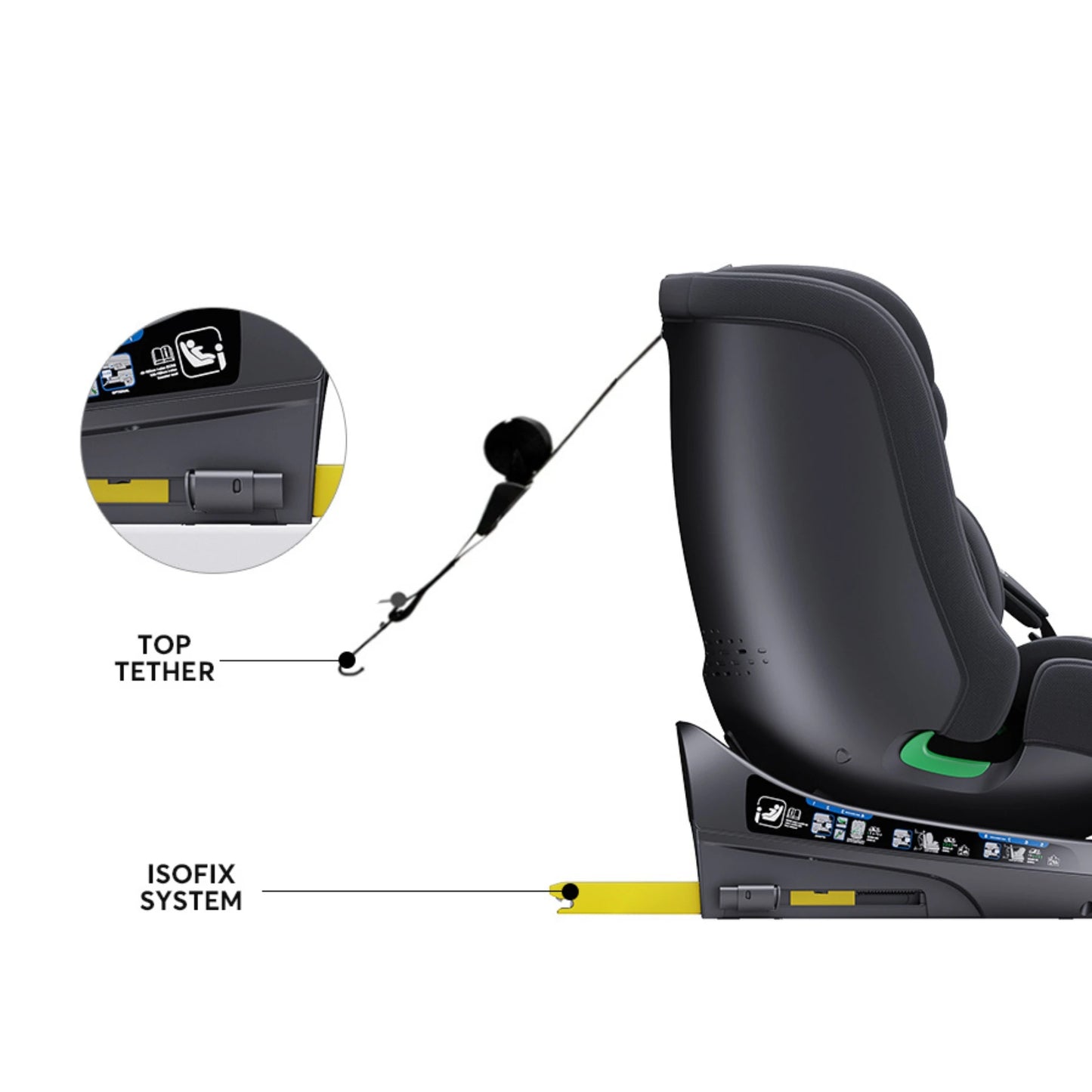 Cadeira de bebé 360°, giratória, ISOFIX, E8, R129/Grupo 0+1/2/3,0-36 kg/0-12 anos, cinto de segurança de 5 pontos, cadeira de bebé