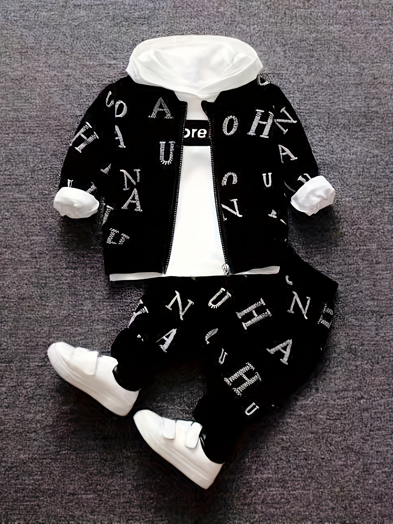 🧢 Boys Zip-Up Hoodie Set (3pcs)