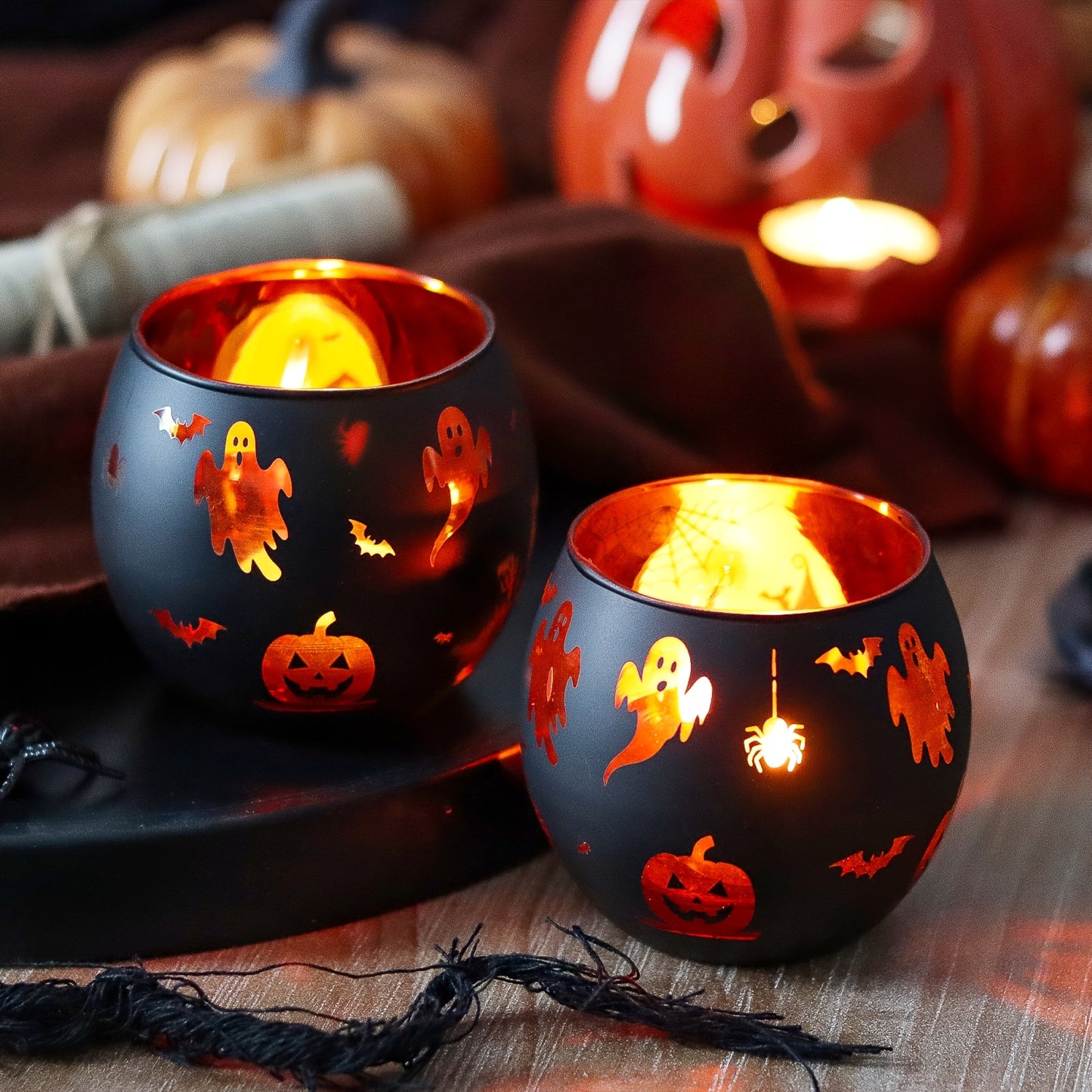 🕯️ 2pcs Gothic Halloween Candle Holders – Spooky Table Decor
