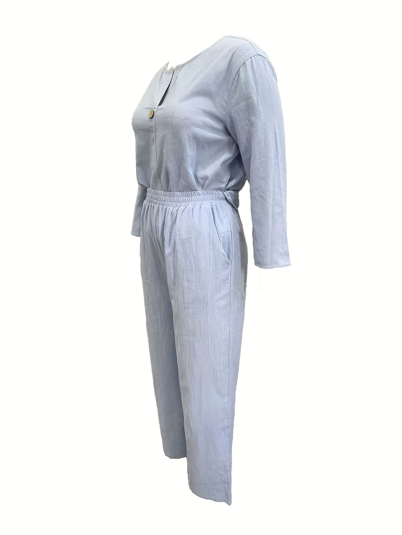 Women’s Casual Vacation Set – Loose Top & Wide-Leg Pants, Stylish Summer Outfit