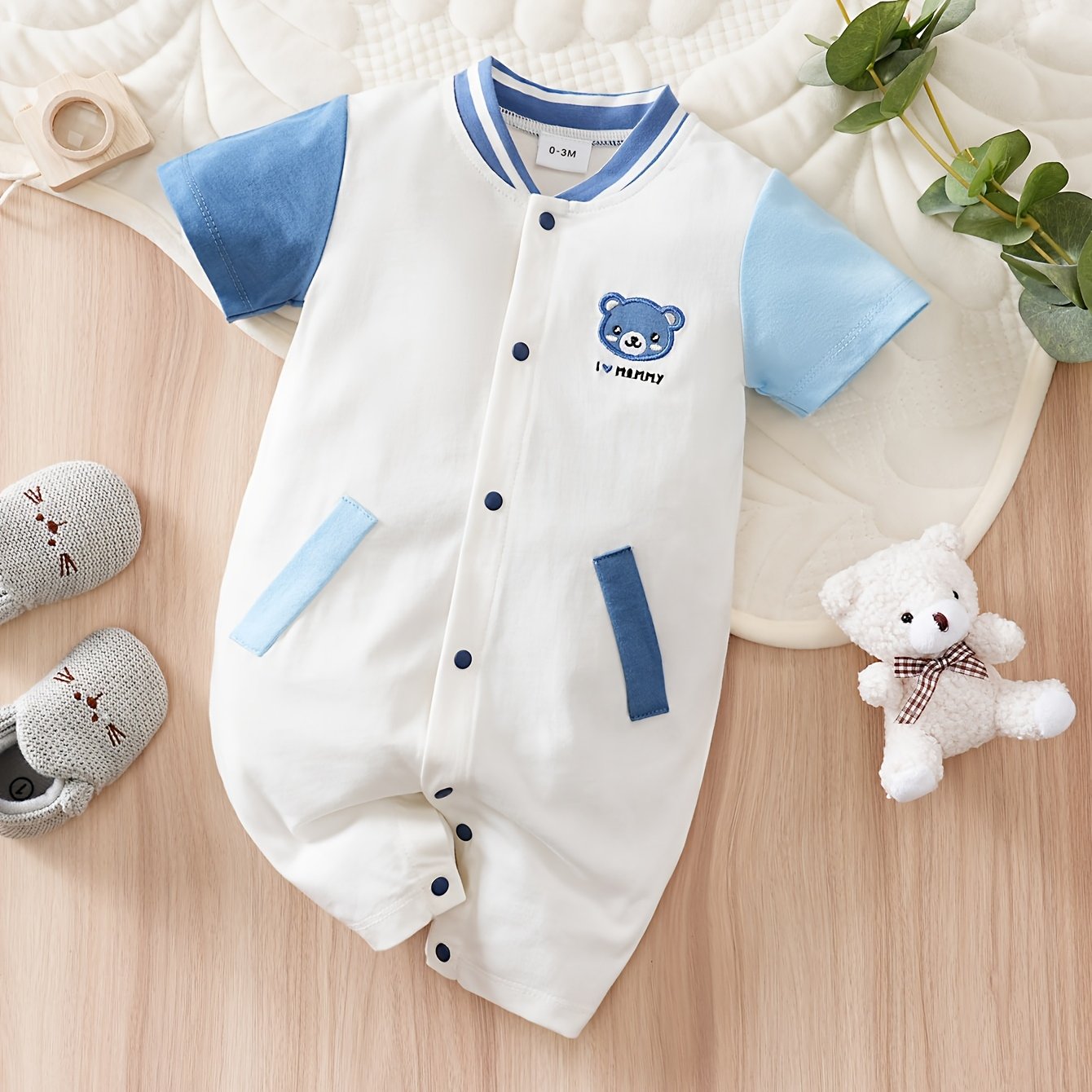 🐻 Cotton Bear Baseball Romper