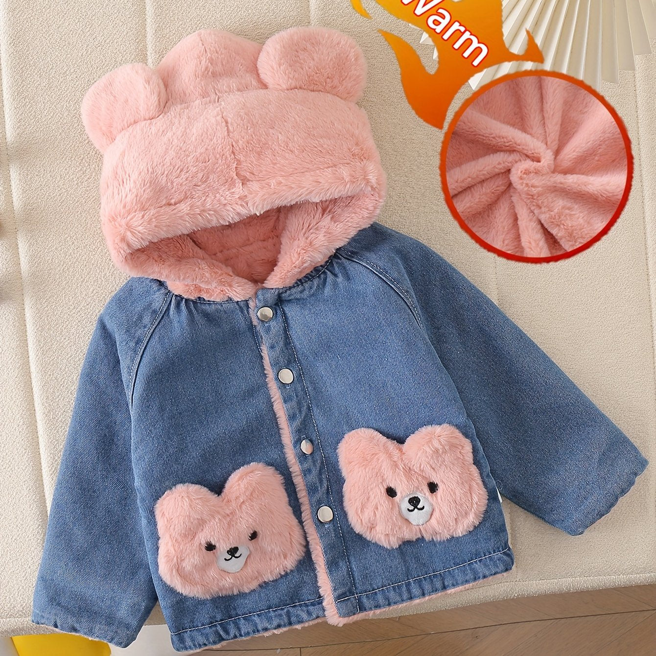 🐻 Fleece Denim Bear Jacket