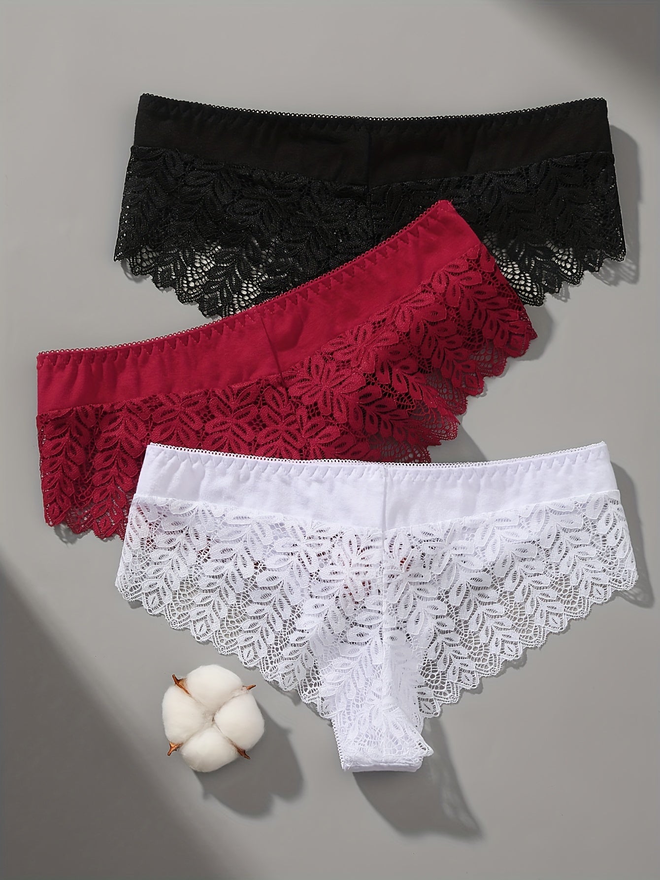 3PCS Women’s Lace Panty Set – French Romantic Triangle Underwear for Autumn & Winter