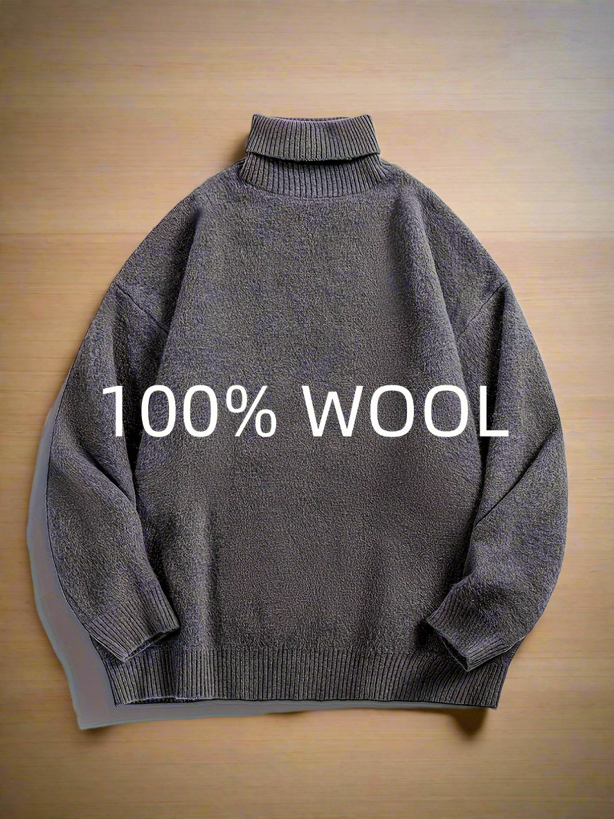 100% Velvet Men’s Turtleneck Sweater – Loose Fit, Autumn/Winter Essential