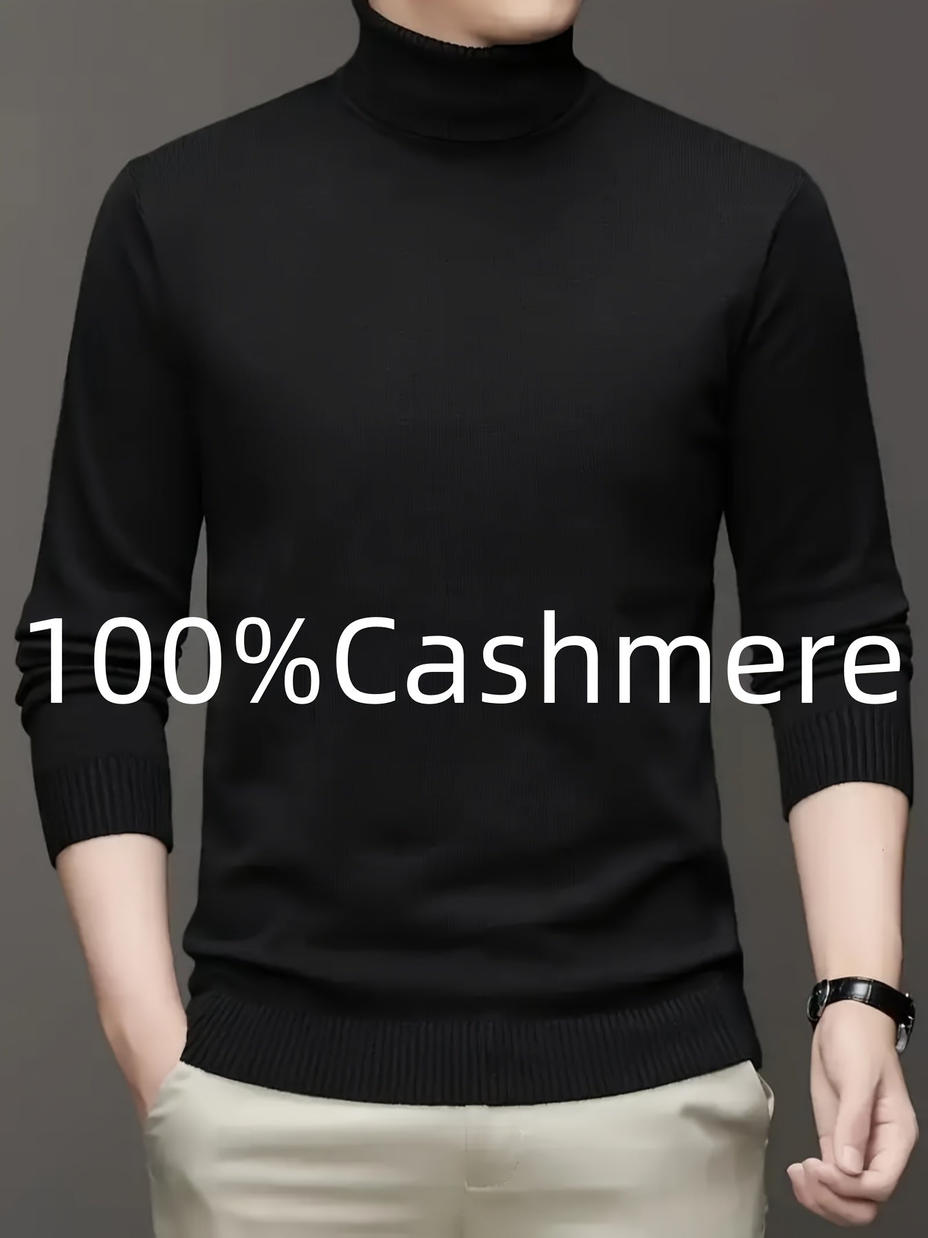 Men's 100% Wool Turtleneck Sweater – Soft, Warm, Stretchy Pullover, Machine Washable, Regular Fit for Casual & Business Wear