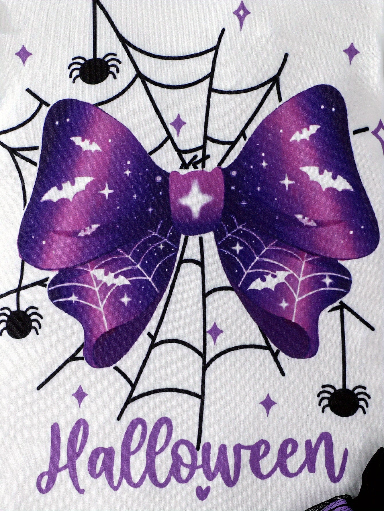 🕷️ Baby Girl Witch Outfit – Spider Bow Bodysuit & Black-Purple Mesh Skirt, Cute Halloween Costume