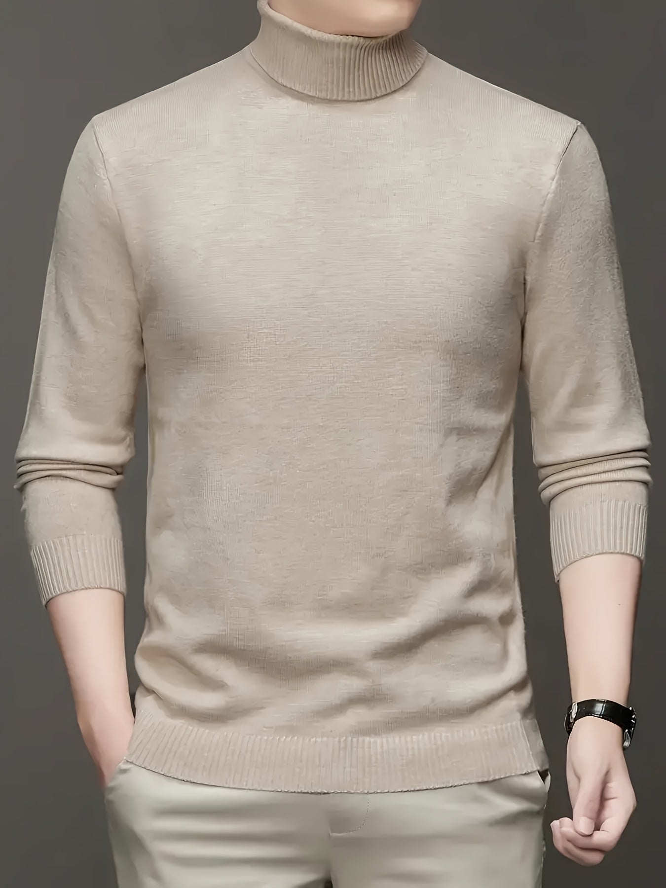 Men's 100% Wool Turtleneck Sweater – Soft, Warm, Stretchy Pullover, Machine Washable, Regular Fit for Casual & Business Wear